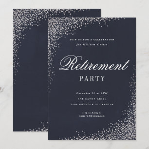 Invitación Fiesta de Jubilación Elegante con Hoja de Plata y 