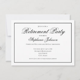 Invitación Fiesta de Jubilación Elegante en Blanco y Negro