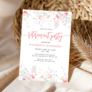 Invitación Fiesta de jubilación elegante floral rosa rubor