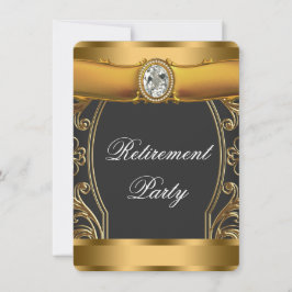 Invitación Fiesta de Jubilación Elegante Negra y Dorada para 