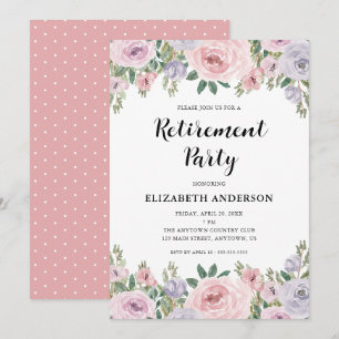 Invitación Fiesta de Jubilación Elegante Pastel Rosas y Verdo