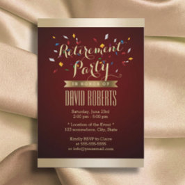 Invitación Fiesta de Jubilación Elegante Wine Red Gold Stripe