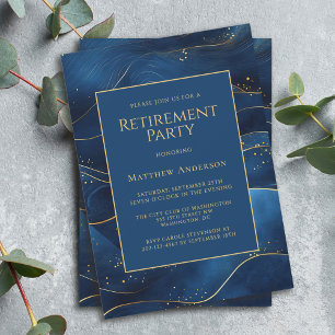 Invitación Fiesta de Jubilación Elegante y Azul