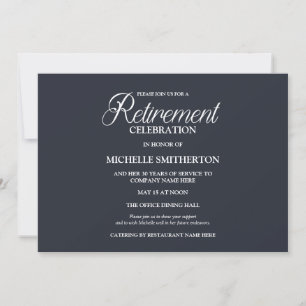 Invitación Fiesta de Jubilación Elegante y Sencilla de Azul M