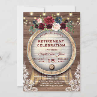 Invitación Fiesta de Jubilación en el Viñedo del Barril de Vi