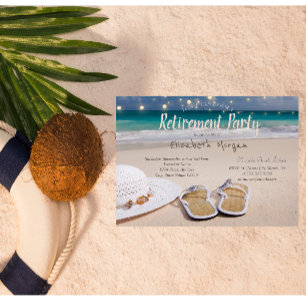 Invitación Fiesta de jubilación en la playa, chanclas