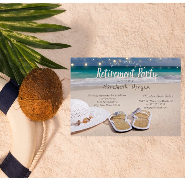 Invitación Fiesta de jubilación en la playa, chanclas (Subido por el creador)