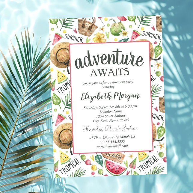 Invitación Fiesta de jubilación en la playa con sandía  (Subido por el creador)