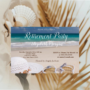 Invitación Fiesta de jubilación en una playa tropical genial,