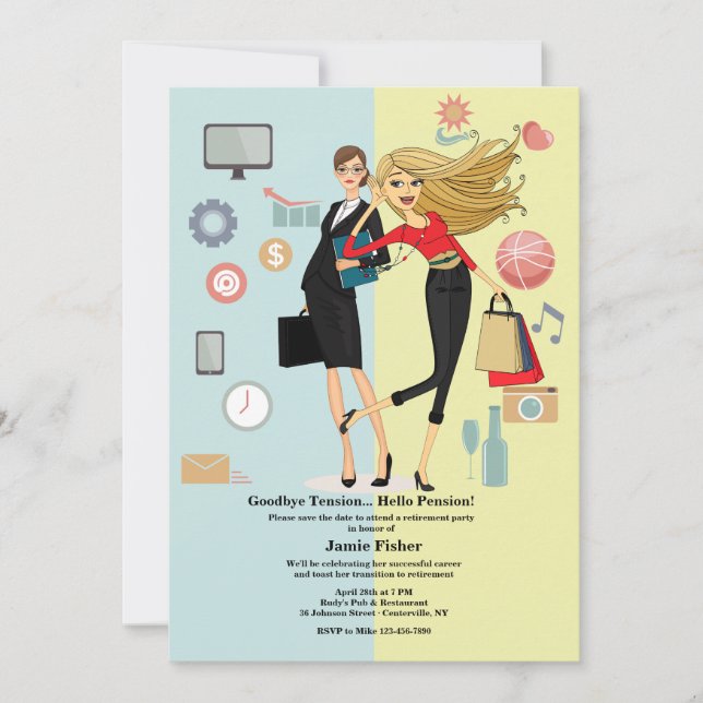 Invitación Fiesta de Jubilación Femenina (Anverso)