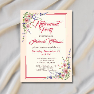 Invitación Fiesta de Jubilación Femenina Elegante Frontera Fl