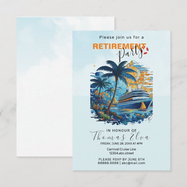 Invitación Fiesta de Jubilación, Fiesta de Cruceros (Anverso / Reverso)