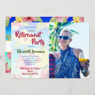 Invitación Fiesta de Jubilación Flor Tropical Hibiscus Photo