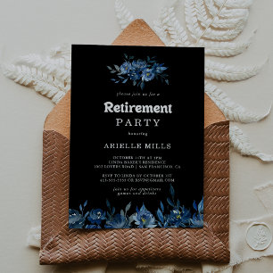 Invitación Fiesta de jubilación floral azul de la Marina Real
