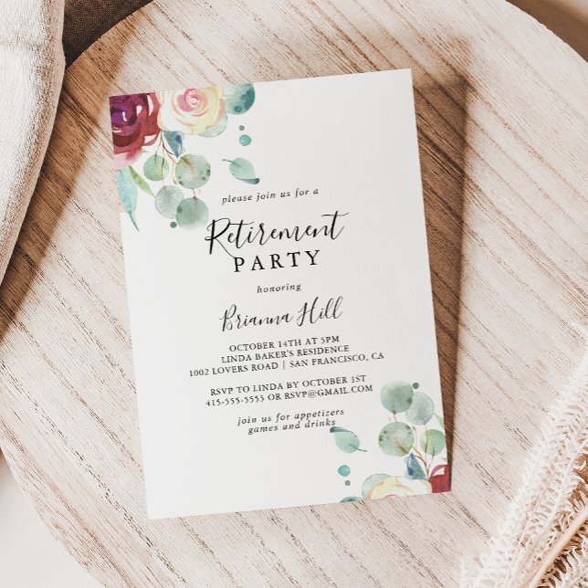 Invitación Fiesta de Jubilación Floral de Eucalyptus Contempo (Subido por el creador)