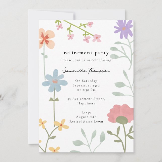 Invitación Fiesta de Jubilación Floral de Flores Acuáticas (Anverso)