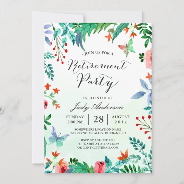 Invitación Fiesta de Jubilación Floral de la Vegetación de lo (Anverso)