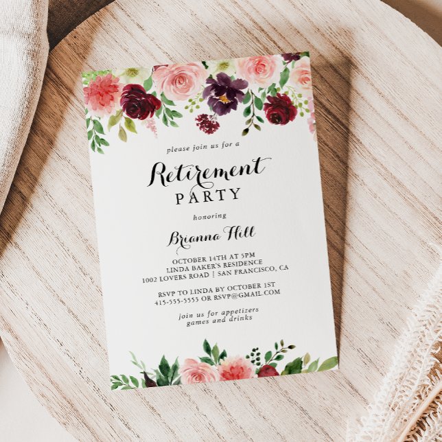 Invitación Fiesta de Jubilación Floral de Primavera Morada de (Subido por el creador)