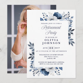 Invitación Fiesta de Jubilación Floral Elegante de la Marina 