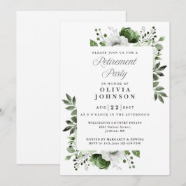 Invitación Fiesta de Jubilación Floral Verde Elegante