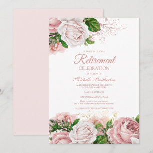 Invitación Fiesta de Jubilación Floral Vintage Rosa Rubor