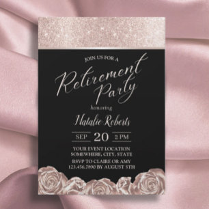 Invitación Fiesta de Jubilación Flores de Relieve metalizado