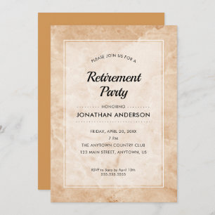 Invitación Fiesta de Jubilación   Fondo De Mármol Elegante