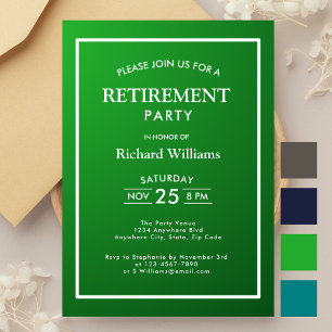 Invitación Fiesta de Jubilación Formal Clásico Verde Blanco