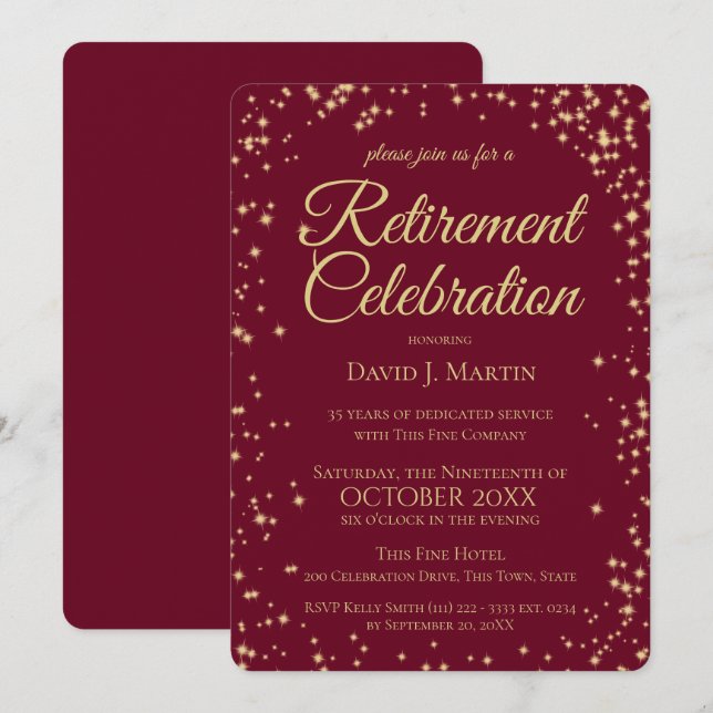 Invitación Fiesta de Jubilación Formal Sparkle Corporate (Anverso / Reverso)