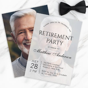 Invitación Fiesta de Jubilación Fotografía Caligrafía Transpa