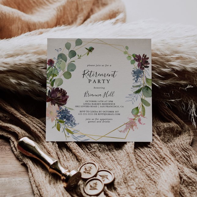 Invitación Fiesta de Jubilación Geométrica de Oro de Borgoña (Subido por el creador)