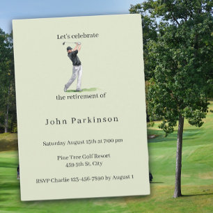 Invitación Fiesta de Jubilación Golfista Acuarela