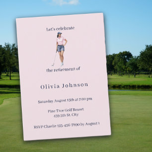 Invitación Fiesta de Jubilación Golfista Femenina Acuarela