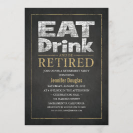 Invitación Fiesta de Jubilación Graciosa con Efecto Gold Corp