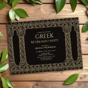 Invitación Fiesta de jubilación griega con gráficos de color 