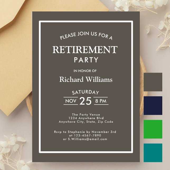 Invitación Fiesta de Jubilación Gris Clásico (Subido por el creador)