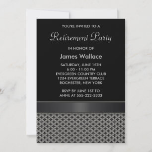 Invitación Fiesta de Jubilación Gris Negro