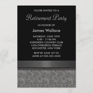 Invitación Fiesta de Jubilación Gris Negro
