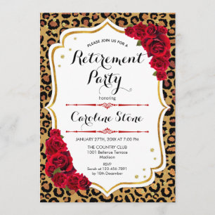 Invitación Fiesta de Jubilación - Impresión de Leopardo de Or