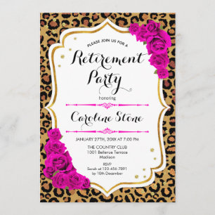 Invitación Fiesta de Jubilación - Impresión de Leopardo de Or