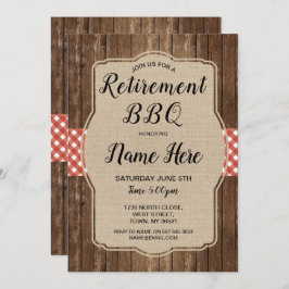 Invitación Fiesta de Jubilación Invite a Gingham BBQ Burlap R