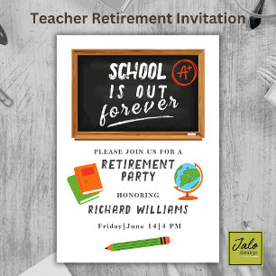 Invitación Fiesta de Jubilación Maestra de Escuela Pizarra