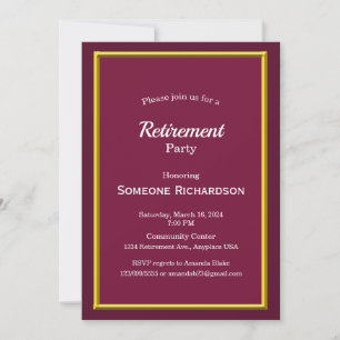 Invitación Fiesta de Jubilación Marco dorado burgundy