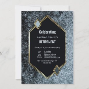 Invitación Fiesta de Jubilación Marco dorado negro y plateado