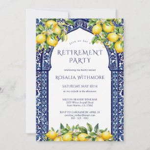 Invitación Fiesta de Jubilación Mediterránea de Baldosa Azul 
