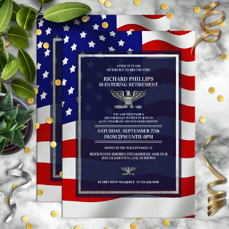 Invitación FIESTA de Jubilación Militar Bandera/Águila Plata