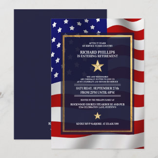 Invitación Fiesta de Jubilación Militar Bandera de Estados Un