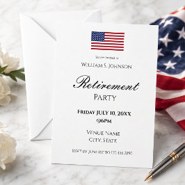 Invitación Fiesta de jubilación militar con bandera patriótic