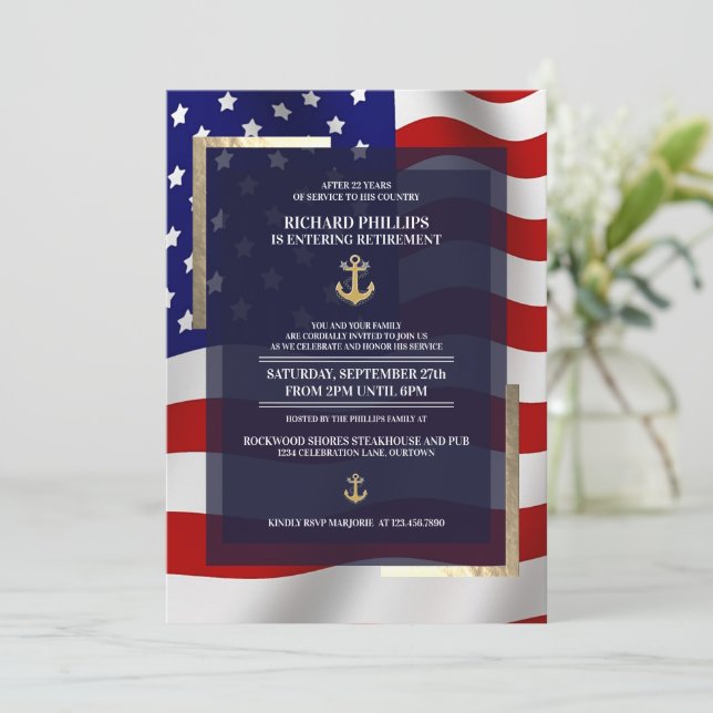 Invitación FIESTA de Jubilación Militar de la Bandera de Esta (Anverso de pie)