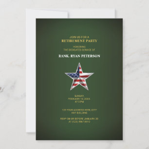 Invitación Fiesta de Jubilación Militar - Estrella Verde Patr